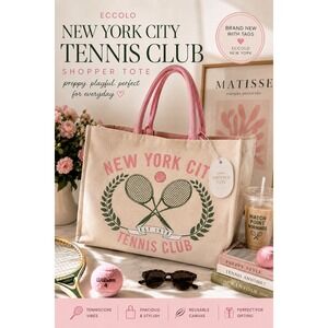 New York City Tennis Club Tote Bag Eccolo NWT Coquette Preppy Canvas